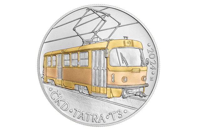 Stříbrná  mince 500 Kč   - Tramvaj ČKD Tatra T3 standard (ČNB 2024)